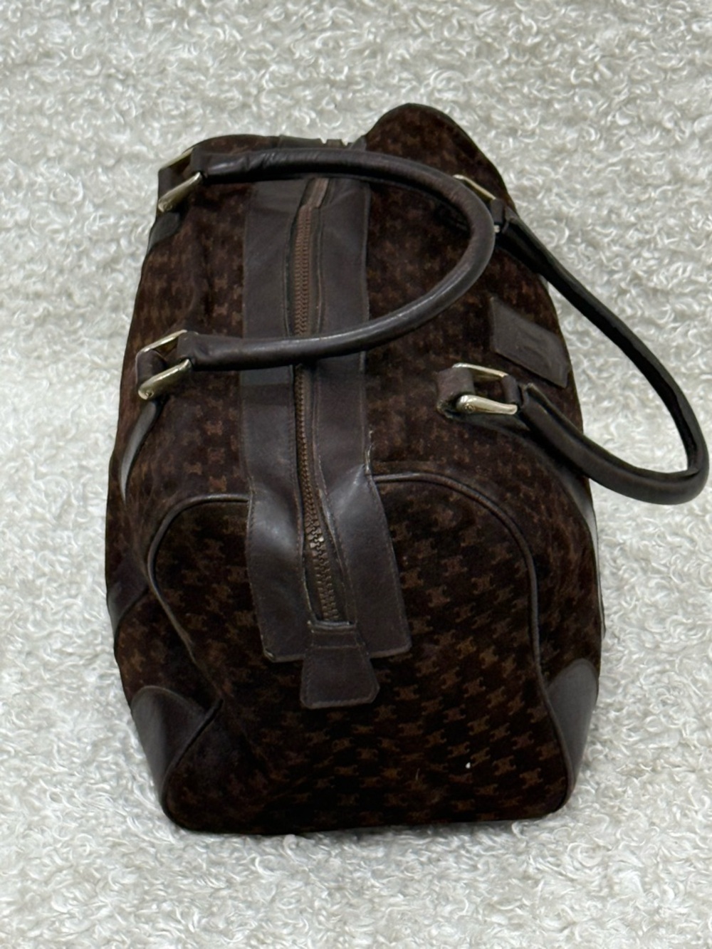 Céline Celine Brown Macadam Suede Boston Bag - Picture 5 of 15